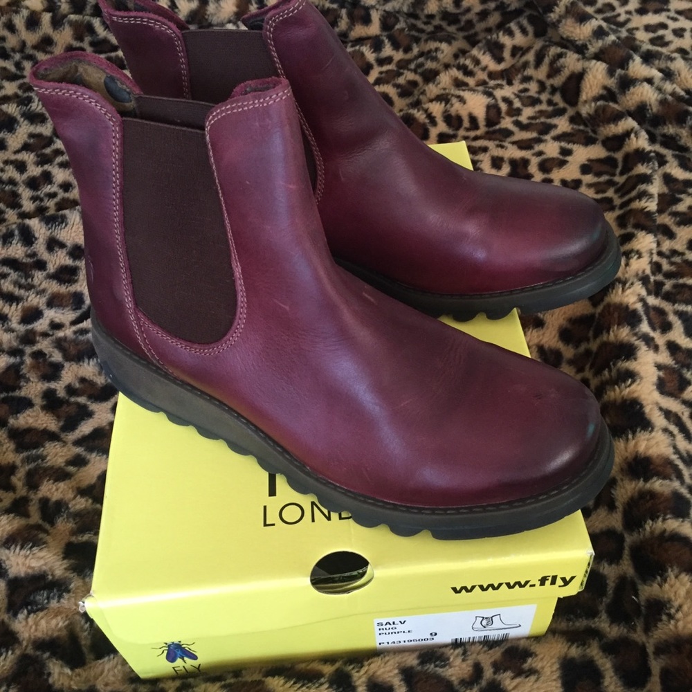 NIB Fly London Purple Salv Boots 9